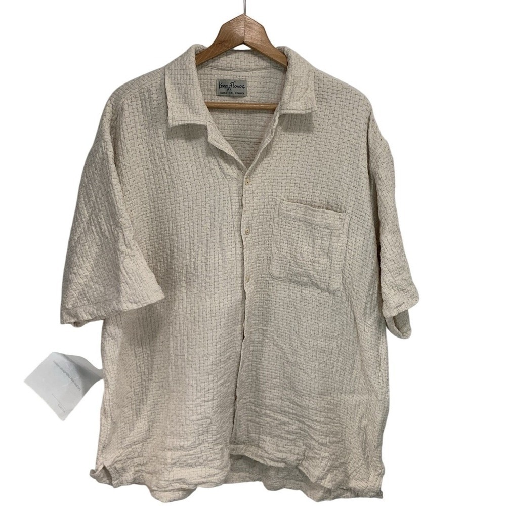 Kenny Flowers Island Classics Mens 3XL Textured Woven Short Sleeve Shirt Vacay